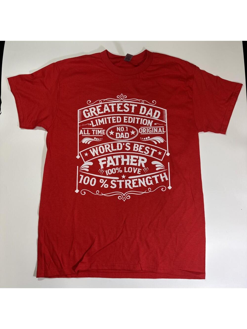 Father's Day Greatest Dad Worlds Best Father T-Shirt Red Size Medium Tee Love